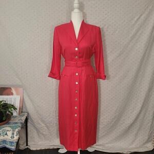 Vintage 80s/90s Positive Attitude Petite Hot Pink Linen Blazer Dress – Size 10P
